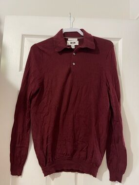 Joseph Abboud Burgundy Polo Knit Sweater